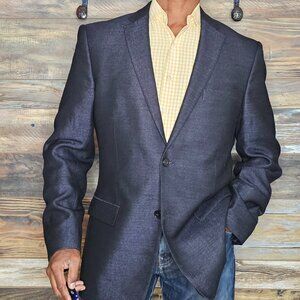 Versace Collection Wool Silk Dual Vent Navy Sport Blazer Jacket 42R